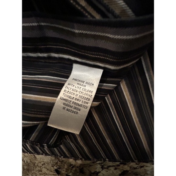 ENRO Men's Dress Shirt Sz 2XL Long Sleeve Dk Brown Stripes, Non-Iron! Large Nice - Picture 9 of 11